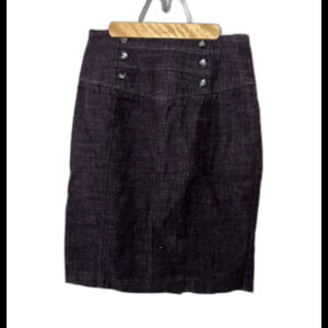 IZ Byer Women's Dark Brown Pencil Skirt Size 5 Button Accents Back Zip